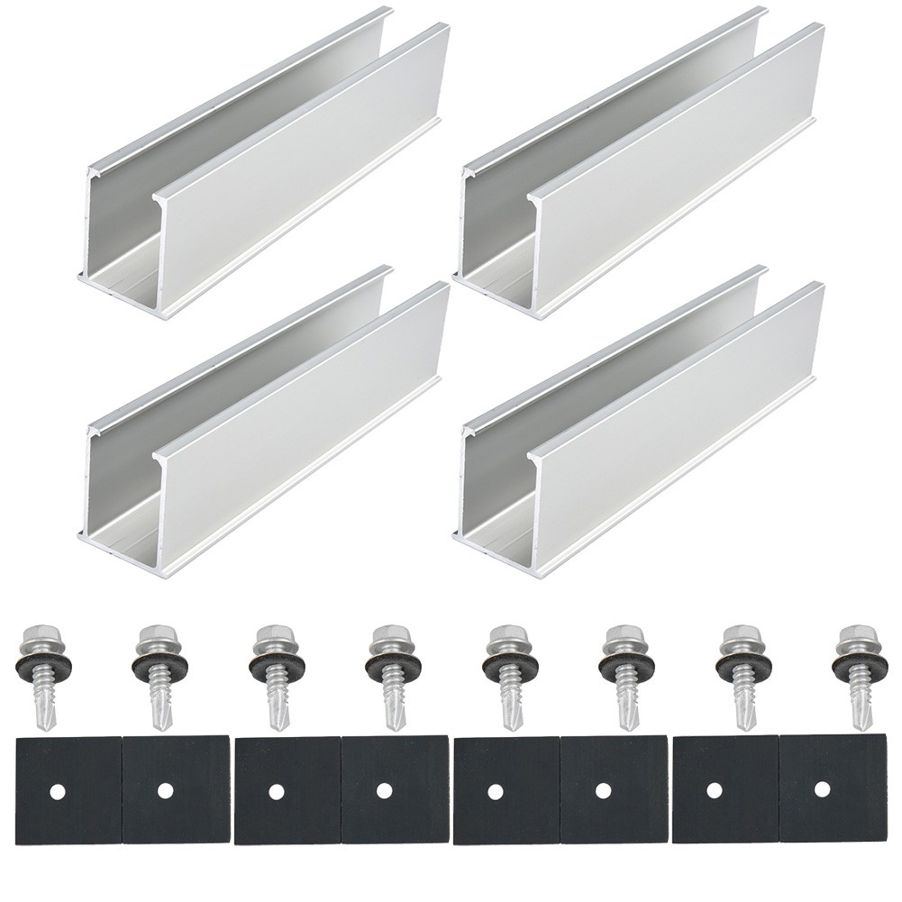 thumbnail image 1 of Solar Modules Rail Bracket Trapezoidal Sheet Flat Roof PV Mounting Rail 20CM Solar Panel Racking Mounts, 1 of 7